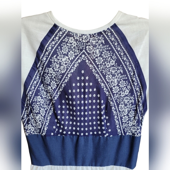 Vintage Lang Originals Dress Womens Small Floral Knee 80’s Sundress Linen Cotton - Picture 3 of 5